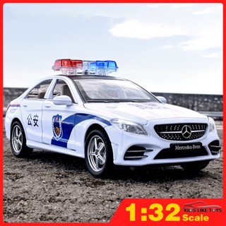 Klt โมเดลรถตํารวจจําลอง 1:32 Benz C260 ของเล่นสําหรับเด็ก