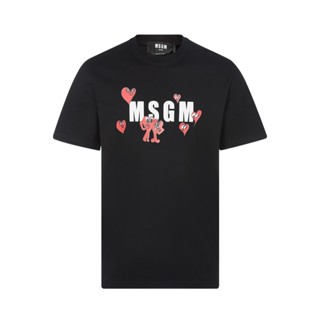 Msgm เสื้อยืดลําลอง แขนสั้น คอกลม พิมพ์ลายโลโก้ตัวอักษร Love เรียบง่าย สําหรับผู้ชาย วันวาเลนไทน์