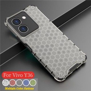 เคสโทรศัพท์มือถือ TPU PC ใส กันกระแทก ลายรังผึ้ง สําหรับ Vivo Y36 Y27 4G 5G 2023 Vivo Y 36 Y 27