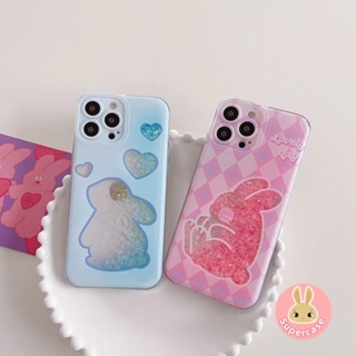 เคสโทรศัพท์มือถือ แบบกลิตเตอร์ในของเหลว ลายกระต่าย สีฟ้า สําหรับ Xiaomi Redmi 9T K60 K50 K40 K30 Pro Ultra Poco F5 X5 Pro M4 Pro 5G X3 GT X2 F3 M3 Pro