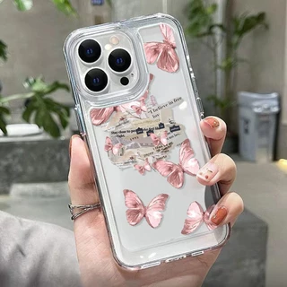เคสไอโฟน สําหรับ iPhone 17 11 13 16 15 14 12 Pro Max 7 8 15 14 Plus XR X XS Max SE โปร่งใส ผีเสื้อ เคสโทรศัพท์ Case