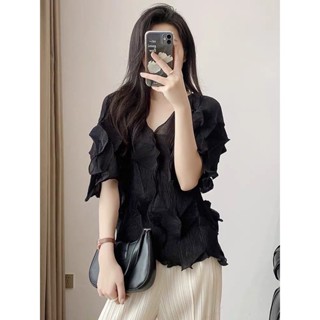 2MUAY PLEAT เสื้อผู้หญิง เสื้อพลีทคุณภาพ V NECK 3D PLEAT TOP รุ่น GAZ6559 6 สี FREE SIZE