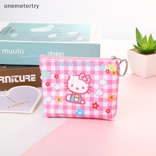 SANRIO Onem กระเป๋าสตางค์ กระเป๋าใส่เหรียญ พวงกุญแจ หนัง PU ลายการ์ตูน Hello Kitty น่ารัก ขนาดเล็ก