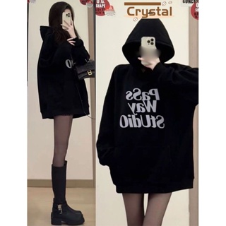 Crystal เสื้อผ้าผู้ญิง แขนยาว เสื้อฮู้ด คลุมหญิง สไตล์เกาหลี แฟชั่น A28J165