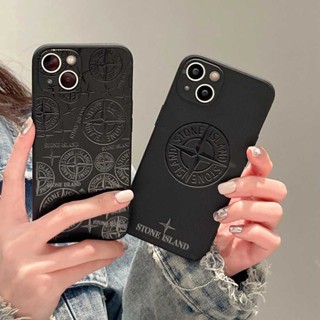 เคสโทรศัพท์มือถือแฟชั่น ลายหิน Sereis Stone Island สีดํา สําหรับ Apple iPhone 7 8 Plus SE X XS Max XR 11 12 13 14 Pro Max