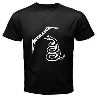 [S-5XL]ขายดี เสื้อยืดแขนสั้น ผ้าฝ้าย พิมพ์ลายงู METALLICA สําหรับผู้ชาย BEbjni34OOmioi47