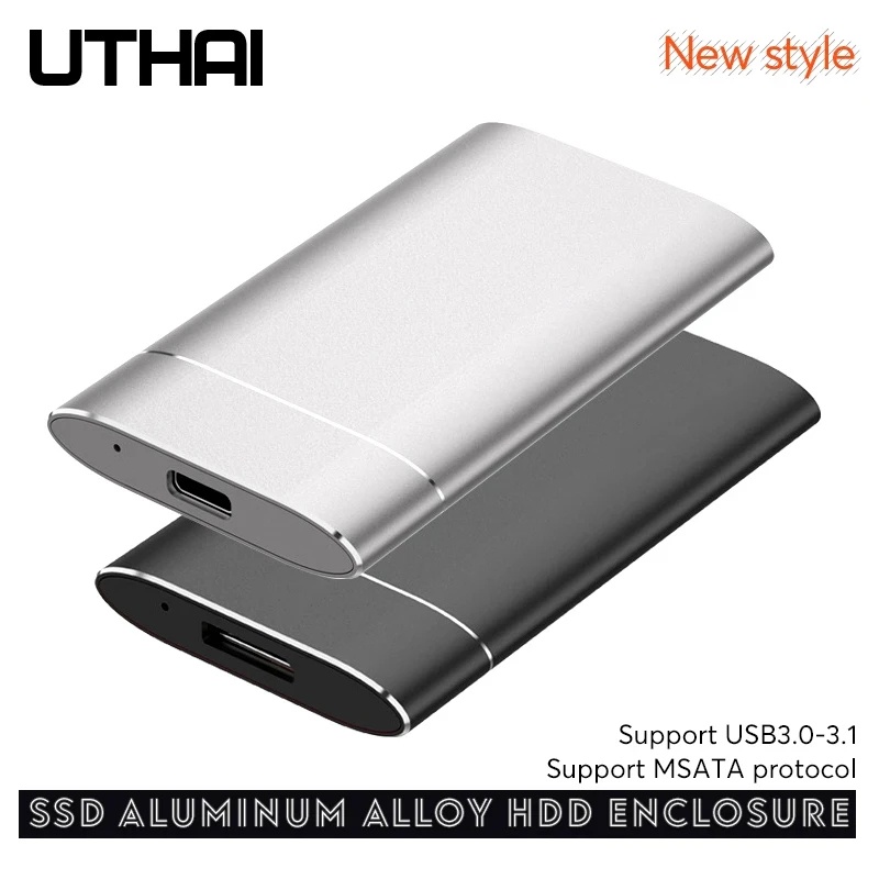 Uthai T37 MSATA เป็น USB3.0 HDD อะแดปเตอร์อลูมิเนียมอัลลอยด์ Mini-SATA SSD เป็น USB3.1 Type-C HDD สําหรับกล่อง Sata3 ขนาด 1.8 นิ้ว