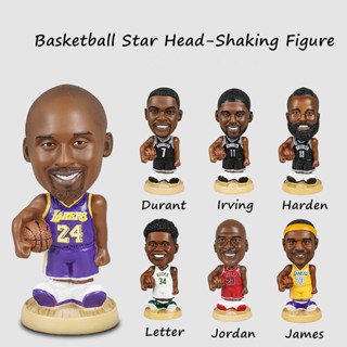 ฟิกเกอร์ NBA Kobe Jordan Curry James Durant Morant Devis Hardon Iverson Tatum Booker Irving Letter Leonard Basketball Star Head Action Shaking Figure Q Version YM