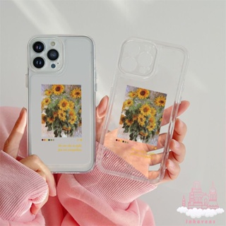 เคสโทรศัพท์มือถือแบบนิ่ม TPU ใส กันกระแทก กันรอยเลนส์กล้อง ลายดอกทานตะวัน สําหรับ iPhone 14 Pro Max 11 13 12 7 8 Plus XR X XS SE 2020