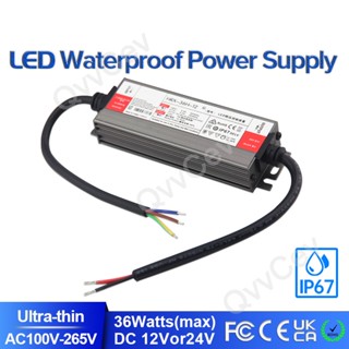 หม้อแปลงไฟ LED 36W DC12V DC24V IP67 กันน้ํา สําหรับพาวเวอร์ซัพพลาย AC100V-265V 36W