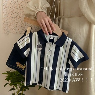 4.25 พร้อมส่ง เสื้อโปโลเด็กผู้ชาย เสื้อยืดโปโล แขนสั้น ผ้าฝ้ายแท้ ลายทาง ขนาดเล็ก แฟชั่นฤดูร้อน สําหรับเด็กผู้ชาย