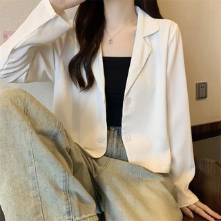【ส่งไวจากไทย】MSD สูท เสื้อแจ็คเก็ตสตรีสไตล์เกาหลีสั้นบางสีทึบระดับไฮเอนด์ขนาดเล็กอเนกประสงค์