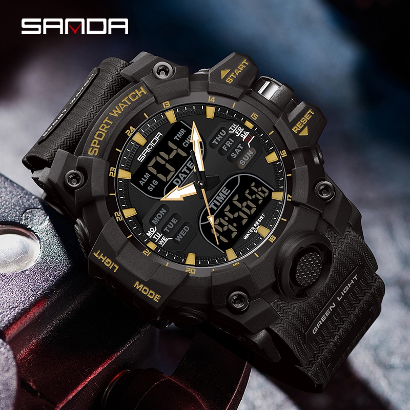 Sanda นาฬิกาข้อมือสปอร์ต กันน้ํา กันตก อเนกประสงค์ คุณภาพอุตสาหกรรมทหาร SD6126-2