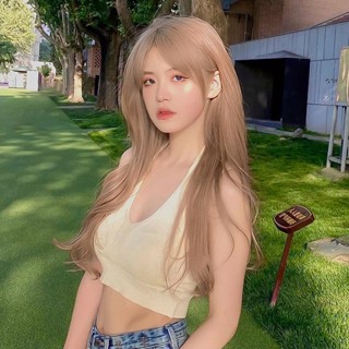วิกผมยาวหยิก สีแชมเปญ สไตล์เกาหลี สําหรับผู้หญิง