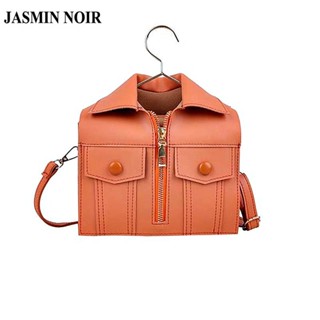 Jasmin NOIR กระเป๋าสะพายไหล่ หนัง PU ทรงสี่เหลี่ยม แต่งซิป ขนาดเล็ก แฟชั่นสําหรับสตรี