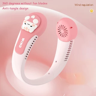 พร้อมส่ง!!พัดลมคล้องคอลายการ์ตูน พัดลมพกพา พัดลมห้อยคอ ไม่ต้องถือ 1200m พัดลมระบายความร้อน ชาร์จUSB ปรับลมได้ 3 ระดับ