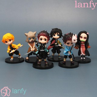 Lanfy ตุ๊กตาฟิกเกอร์ Nezuko ขนาด 7 ซม . 6 ชิ้น / ชุด