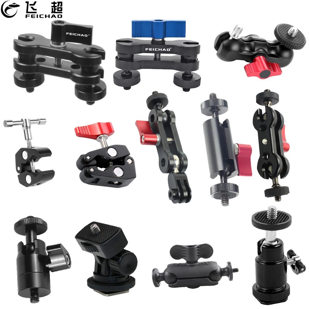 FEICHAO สําหรับ DJI OSMO 360 สําหรับ GoPro 11 12 13 กล้อง 360 หมุน Dual Ball Head Bracket Magic Arm ขาตั้งกล้องอุปกรณ์เสริม