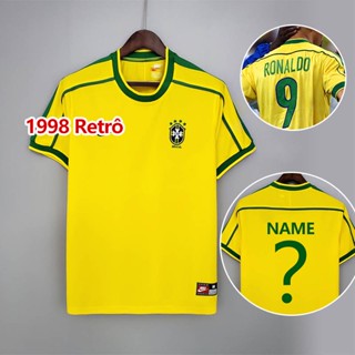 เสื้อกีฬาแขนสั้น ลายทีมชาติฟุตบอล Ronaldo 1998 สไตล์เรโทร