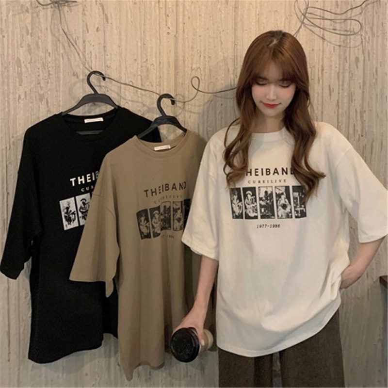 📸ZAKA📸 เสื้อยืดวินเทจ oversize  ลายเท่ๆใส่ได้ทั้งชายหญิงสกรีนลาย THE BAND #A47