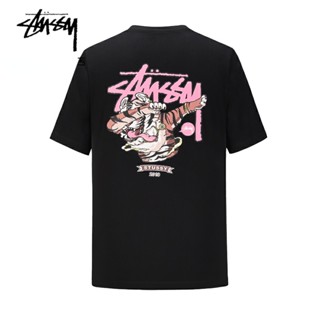 เสื้อยืดแขนสั้น ผ้าฝ้ายแท้ พิมพ์ลายเสือ Stussy Tiger Year Tiger สไตล์อเมริกัน เรียบง่าย สําหรับผู้ชาย และผู้หญิง