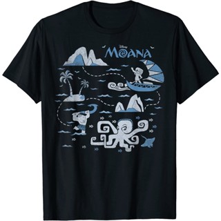 UIGเสื้อยืดผ้าฝ้ายพิมพ์ลายแฟชั่น เสื้อยืดแขนสั้น พิมพ์ลายกราฟฟิค Moana Maui Ocean Map แฟชั่นสําหรับผู้ชาย และผู้หญิง