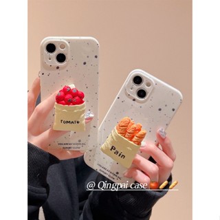 ใหม่ เคสโทรศัพท์มือถือ กันตก ป้องกัน ลายขนมปัง มะเขือเทศ หมึกสาด สําหรับ Apple Iphone 14promax 13 11 14pro 13pro 14