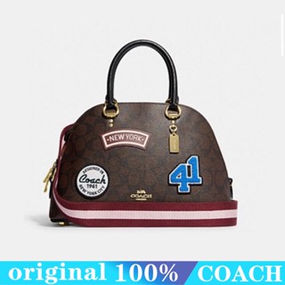 COACH ca594 Katy Satchel กระเป๋าถือ/กระเป๋าเปลือกหอย/กระเป๋าสะพายไหล่หญิง/คลาสสิกพิมพ์ลาย/ความจุขนาดใหญ่