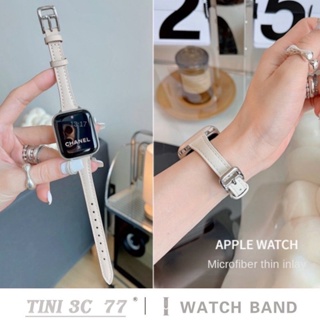 สายนาฬิกาข้อมือหนัง แบบบางพิเศษ อุปกรณ์เสริม สําหรับ iWatch Series 8 7 Ultra SE 6 5 4 3 2 45 มม. 41 มม. 38 มม. 40 มม. 42 มม. 44 มม. 49 มม.