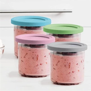 Yin 4 ชิ้น Ice Cream Maker เปลี่ยนขวดเก็บสําหรับ NINJA- CREAMI NC299AMZ NC300s