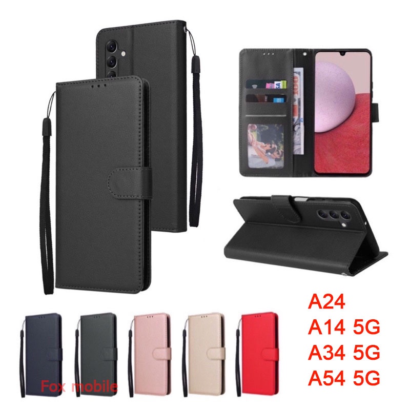 A25 A35 A55 เคส หนัง สำหรับ SAMSUNG A05/A05S/A24/A14/A54/A34/A14/A23/A53 5G ฝาพับ ใส่บัตรได้ ตั้งได้ ล็อคได้ แถมสาย BOSS