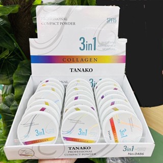 TANAKO 3IN1 COLLAGEN POWDER แป้งพัฟ แป้งตลับ 2 ชั้น ซาซิมิ ออเรนจ์ ดับเบิ้ล พาวเดอร์ ผลิตภัณฑ์ตกแต่งผิวหน้า 6ชิ้น