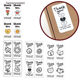 Flth สติกเกอร์ฉลาก Thank You น่ารัก 25 แผ่น สําหรับตกแต่งกล่องของขวัญ ห่อเบเกอรี่ 100 ชิ้น