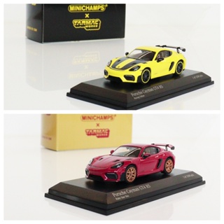 โมเดลรถยนต์ MINICHAMPS x Tarmac Works 1:64 Cayman GT4 RS สีเหลือง สีแดง จํานวนจํากัด 1200