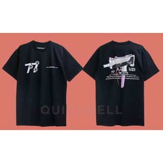 #ถูกสุด QWT92-1 UZI 77 BLACK เสื้อยืด แขนสั้น