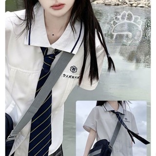 เสื้อแขนยาวสีขาว เสื้อเชิ้ตสีขาวผู้หญิง เสื้อสีขาว เสื้อสีดำ เสื้อสีดําผู้หญิง เสื้อแขนยาวสีดํา เสื้อเชิ้ตแขนสั้น ปักลายดอกไม้ สีขาว สไตล์ญี่ปุ่น สําหรับผู้หญิง