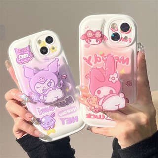 เคสโทรศัพท์มือถือแบบนิ่ม ลายการ์ตูนเมโลดี้ คุโรมิ สีชมพู ม่วง พร้อมที่ตั้งวาง สําหรับ VIVO Y5S Y7S Y11 Y12 Y15 Y17 Y19 Y20 Y20S Y12S Y30 Y30i Y50 Y52S
