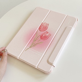 เคสหนังอะคริลิคแข็ง ลายดอกทิวลิป พับได้สามทบ ถอดออกได้ สําหรับ IPad 7 8 9 10 Air4 Air5 10.9 นิ้ว Pro11 2018 2020 2021 2022