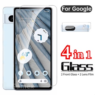 2 in 1 ฟิล์มกระจกนิรภัยกันรอยหน้าจอ HD ใส กันรอยเลนส์กล้อง สําหรับ Google Pixel 7A 7 6A 6 5A 5 5G Googe Pixel7A Pixel7 Pixel6A Pixel5A 5G