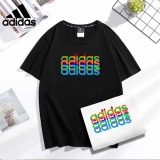 Adidas เสื้อยืดคอกลม แขนสั้น ผ้าฝ้าย 100% พิมพ์ลายโลโก้ ขนาดใหญ่ สําหรับผู้ชาย และผู้หญิง