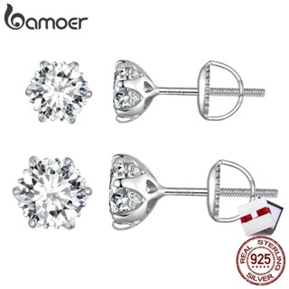 Bamoer ต่างหูเงิน 925 0.5ct และ 1ct ของขวัญวันเกิด สําหรับผู้หญิง MSE020