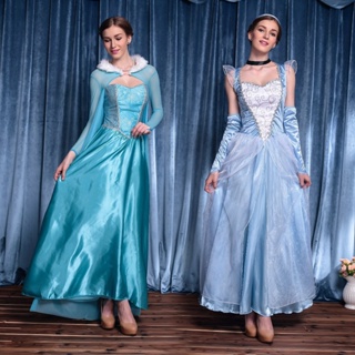 เครื่องแต่งกาย ชุดคอสเพลย์ เทพนิยาย Cinderella สีขาวหิมะ สําหรับผู้ใหญ่ เหมาะกับวันฮาโลวีน