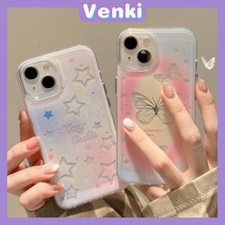 VENKI - สำหรับ iPhone 11 iPhone Case Clear Big Hole Space Case เคส TPU Soft กันกระแทกป้องกันกล้องน่ารัก Butterfly Star เข้ากันได้กับ iPhone 14 13 Pro max 12 Pro Max xr xs 7 8