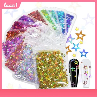 อุปกรณ์เสริมสำหรับเล็บเลเซอร์ Hollow Star Sequins 2G กระเป๋า Summer Nail Art Hollow Five-Pointed Star Sequins เครื่องประดับเรซิ่นเติม Cod