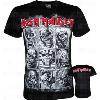 เสื้อยืดแขนสั้น พิมพ์ลายวงร็อค Iron Maiden 9 Heads Themaxx สําหรับผู้หญิง