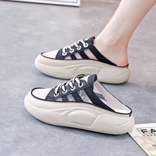 Hot Sale Size：35-43 ขนาดใหญ่รองเท้าผู้หญิง, ครึ่งรองเท้าแตะรุ่นเกาหลีรองเท้าผู้หญิง openwork ระบายอากาศสบาย รองเท้าแตะ