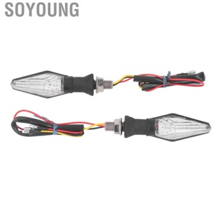 Soyoung  Accessorices Indicators 2pcs 12V ABS Rubber Motorcycle Turn Signal Light Double Sided Blue Yellow  Indicators Black