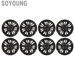 Soyoung 4PCS 19in Wheel Hub Cap Matte Black Cool Sporty Wheel Rim Cover Replacement for Tesla Model Y 2020 to 2023