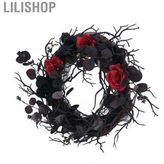 Lilishop Halloween Wreath Dead Black ABS Artificial Branches Design W/Red Flower Door GD