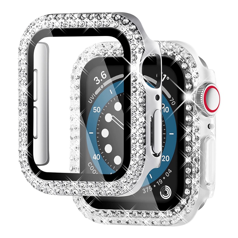 ฟิล์มกระจกนิรภัยกันรอยหน้าจอ ประดับเพชร สําหรับ Apple watch Case 45 มม. 41 มม. 44 มม. 40 มม. 42 มม. 